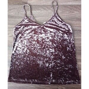 Unbranded Crushed Velvet Tank Top Size Medium Brown Cami Sleeveless Y2K Fairy